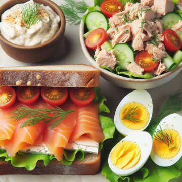 Sandwich Polaire au Saumon avec Salade de Thon et Crudités