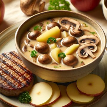 Délice Végétarien aux Champignons et Steak de Soja