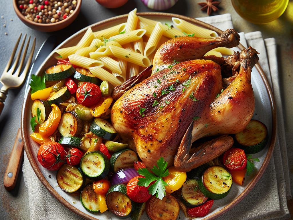 image-188 Pintade Savoureuse aux Pâtes et Ratatouille