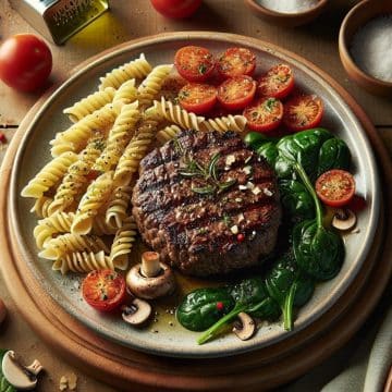 Steak Haché Savoureux et Pâtes Complètes