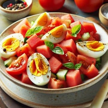 Salade Fraîcheur aux Tomates, Œufs Durs et Pastèque