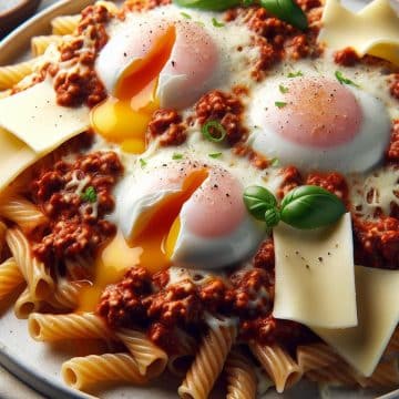 Pâtes à la Bolognaise aux Œufs et Fromage Fondant