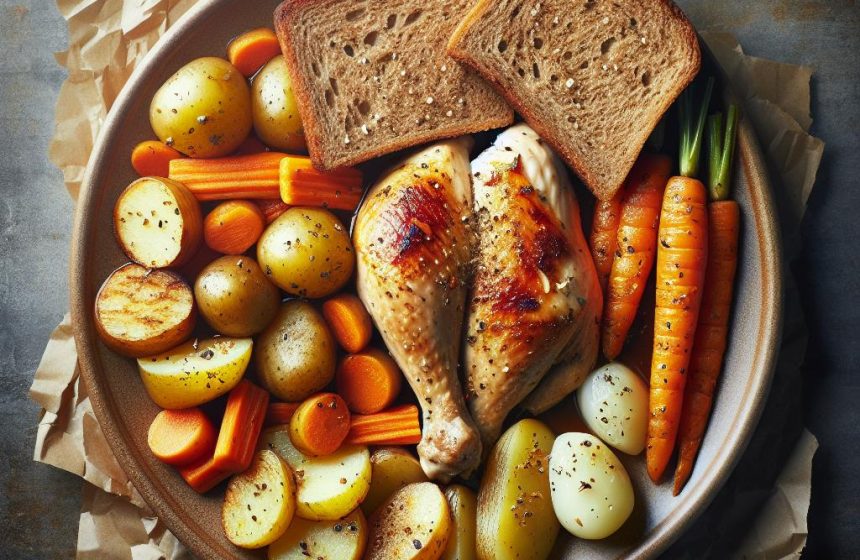 Délice de Poulet aux Pommes de Terre et Carottes avec Pain Complet