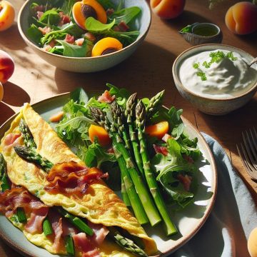 Délice Printanier : Omelette aux Asperges et Bacon avec Salade Verte