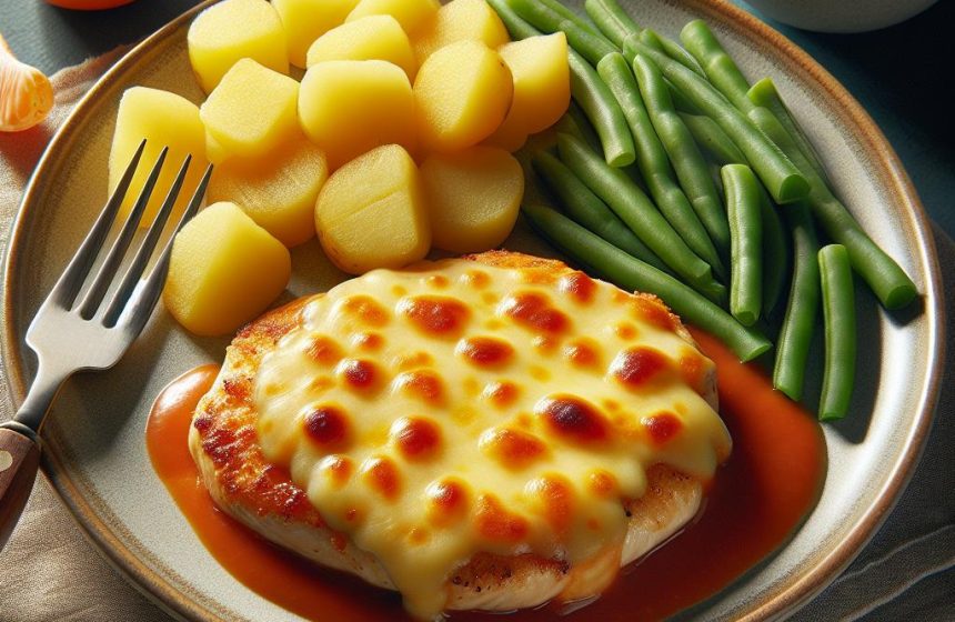 Escalope de Poulet Gratinée à la Sauce Tomate
