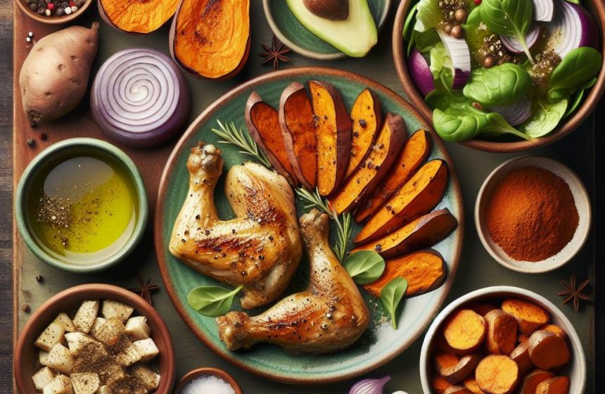 Délice de Patate Douce et Ailes de Dinde Rôties