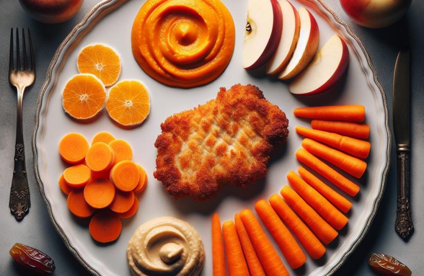 Délice de Volaille Panée et Purée de Carottes aux Fruits