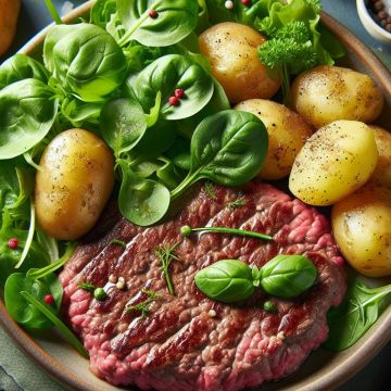 Steak Haché Savoureux avec Pommes de Terre et Salade Verte