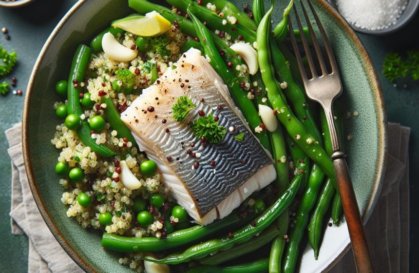 Haricot Vert, Quinoa et Merlu
