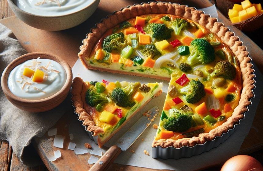 Quiche Légère aux Légumes et Yaourt Coco-Mangue