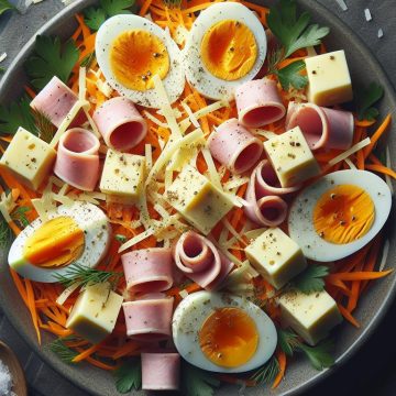 Salade Gourmande aux Carottes Râpées, Œuf Dur et Jambon
