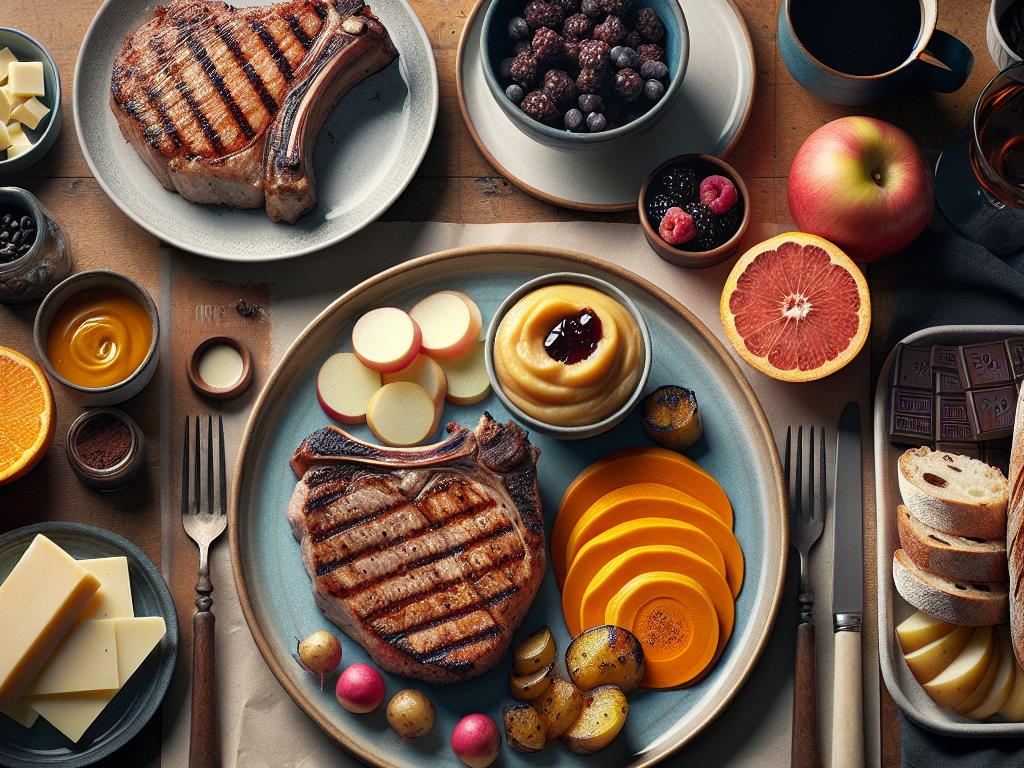 image-5 Côte de Porc Grillée avec Purée de Butternut et Pommes de Terre, Accompagnée de Fromage Blanc aux Fruits