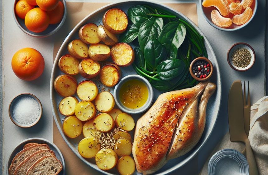 Délice de Poulet Rôti et Pommes de Terre Grenailles