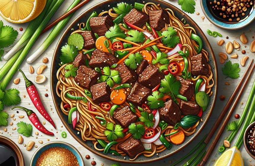 Nouilles au Bœuf Sautées à la Thaï