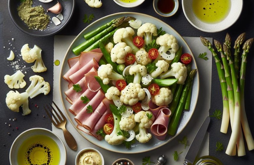 Délice de Choux-Fleurs et Jambon aux Asperges Vinaigrées
