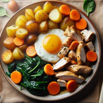 Pommes de Terre Sautées au Poulet et Épinards