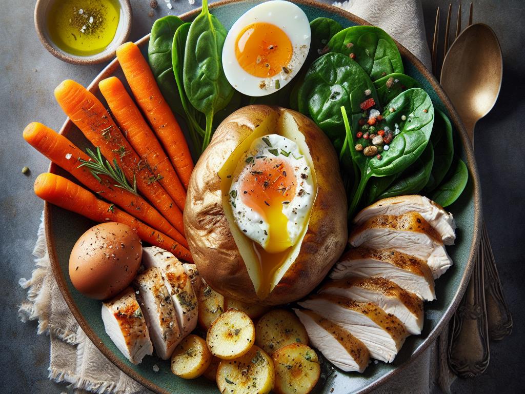 image-69 Délice de Pommes de Terre au Four avec Poulet, Carottes, Œuf et Épinards