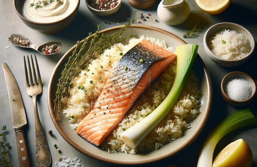 Pavé de Saumon au Riz Basmati et Poireau Crémeux