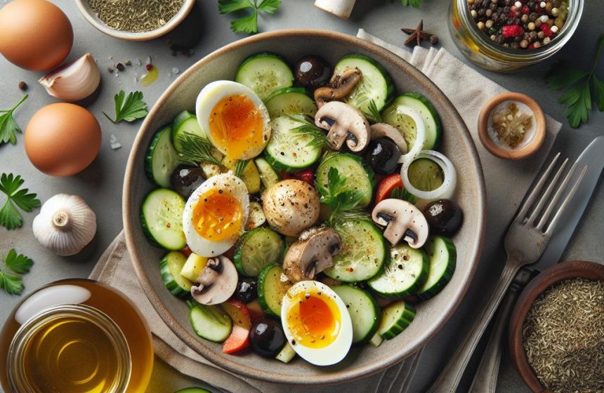 Salade Grecque aux Œufs et Compote de Fruits
