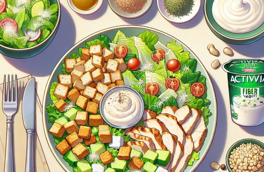 Salade César et Yaourt Activia Fibre