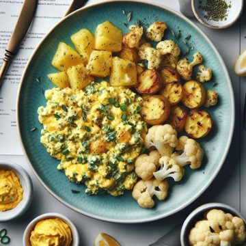 image-88 Œufs Brouillés aux Herbes avec Chou-Fleur et Pommes de Terre au Four