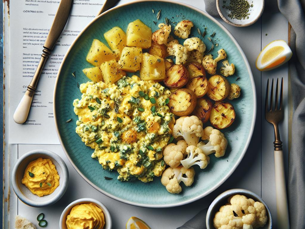 image-88 Œufs Brouillés aux Herbes avec Chou-Fleur et Pommes de Terre au Four