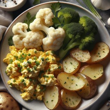 image-89 Œufs Brouillés aux Herbes, Chou-Fleur Vapeur et Pommes de Terre au Four