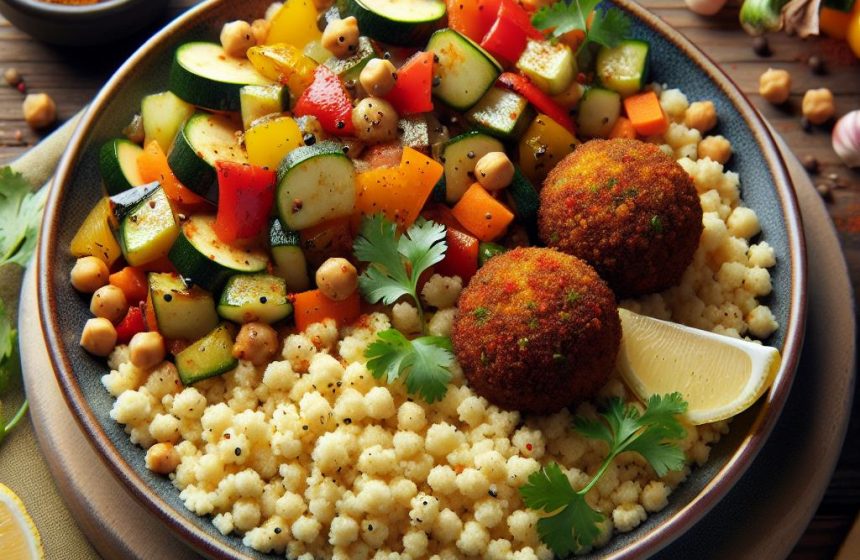 Couscous aux Falafels de Pois Chiches et Légumes Épicés