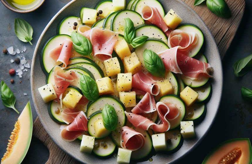 Salade Fraîcheur de Courgette, Jambon Cru et Melon