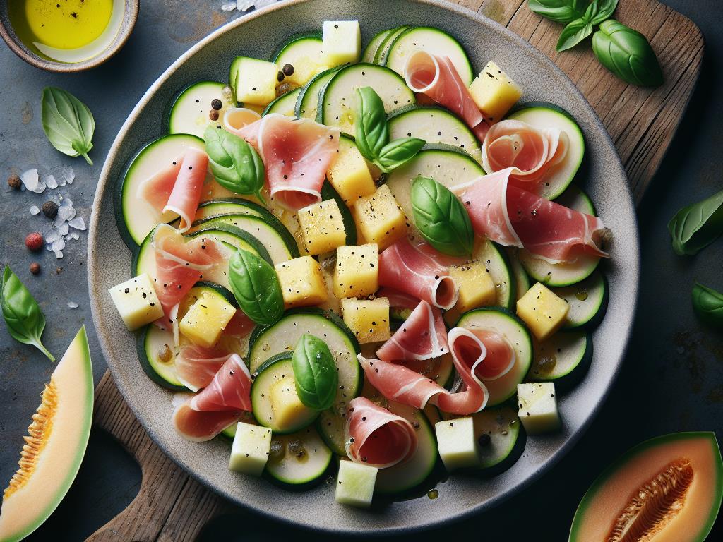 image-101 Salade Fraîcheur de Courgette, Jambon Cru et Melon