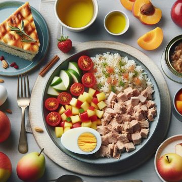 image-107 Salade Équilibrée au Thon et Riz avec Compote et Fruits Frais