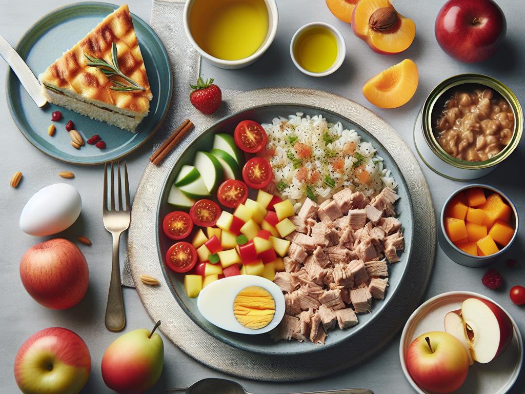 image-107 Salade Équilibrée au Thon et Riz avec Compote et Fruits Frais