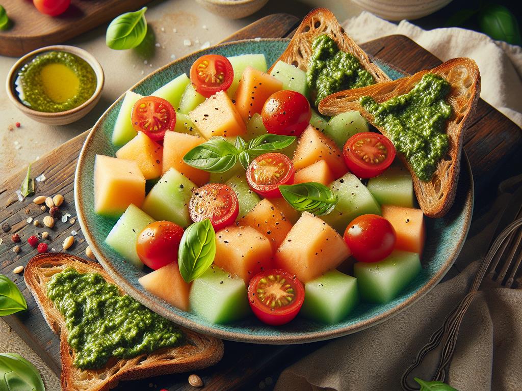 image-115 Salade Fraîcheur au Melon et Toasts au Pesto