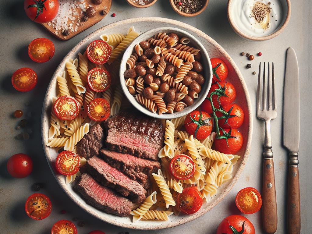 image-118 Steak Haché de Bœuf aux Pâtes et Tomates Cerises