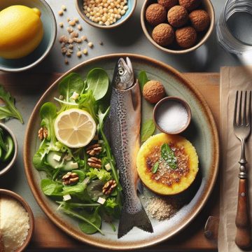 image-126 Truite à la Polenta avec Salade Verte et Falafels, suivie d’une Tarte aux Noix