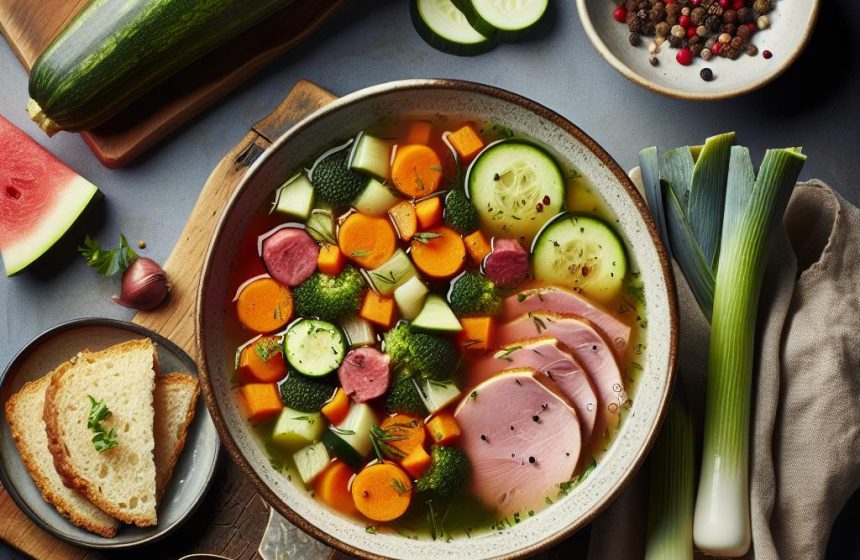 Délice Léger de Soupe aux Légumes et Jambon de Dinde