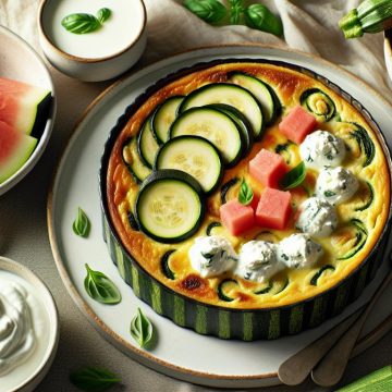 image-140 Flan de Courgettes à la Ricotta avec Douceur de Brebis et Pastèque Rafraîchissante