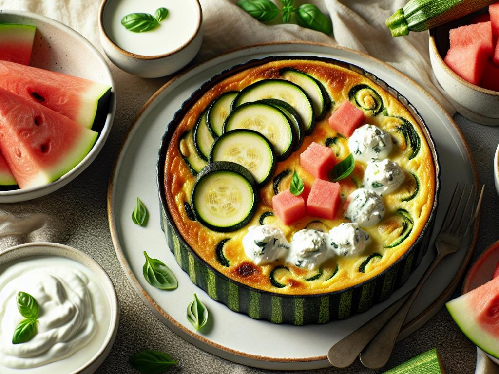 image-140 Flan de Courgettes à la Ricotta avec Douceur de Brebis et Pastèque Rafraîchissante