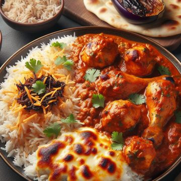 image-142 Poulet Tikka Massala avec Riz Basmati, Cheese Naan et Caviar d’Aubergine