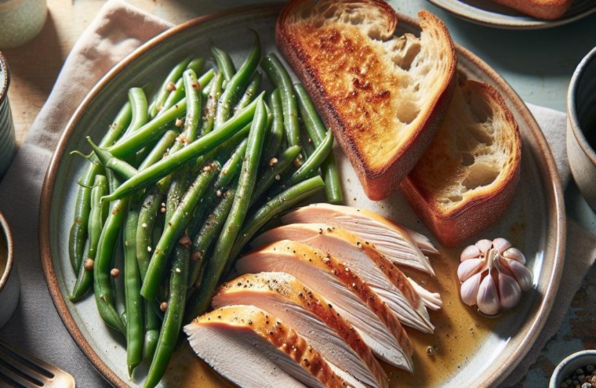 Délice de Dinde Rôtie aux Haricots Verts et Pain Croustillant