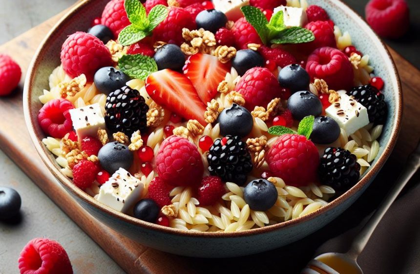 Poke Bowl Orzo aux Fruits Rouges et Granola