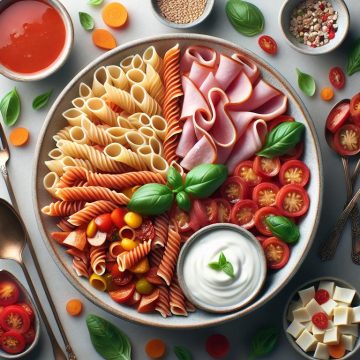 Pâtes au Jambon et Sauce Tomate avec Yaourt Nature