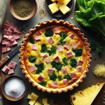 Quiche Jambon Sans Pâte Accompagnée de Mâche et Ananas