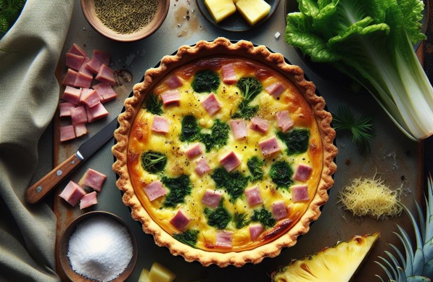 Quiche Jambon Sans Pâte Accompagnée de Mâche et Ananas