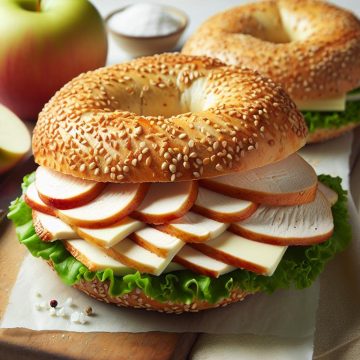 Bagel au Sésame avec Poulet et Saint Môret