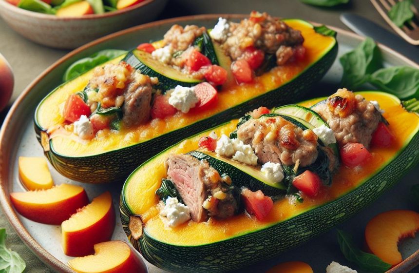Courgettes Farcies au Veau et Chèvre avec Salade de Brugnon