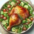 Cuisse de Poulet Rôtie avec Salade Verte Croquante