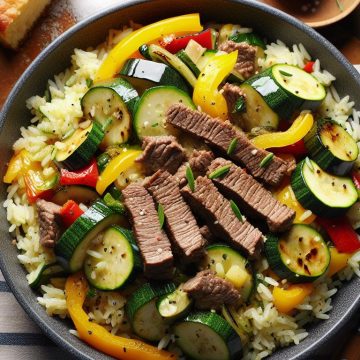 image-176 Riz aux Légumes et Bœuf Sauté avec Gâteau Maison