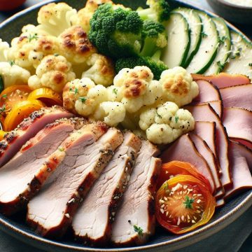 Rôti de Porc et Gratin de Chou-Fleur avec Jambon Réduit en Sel