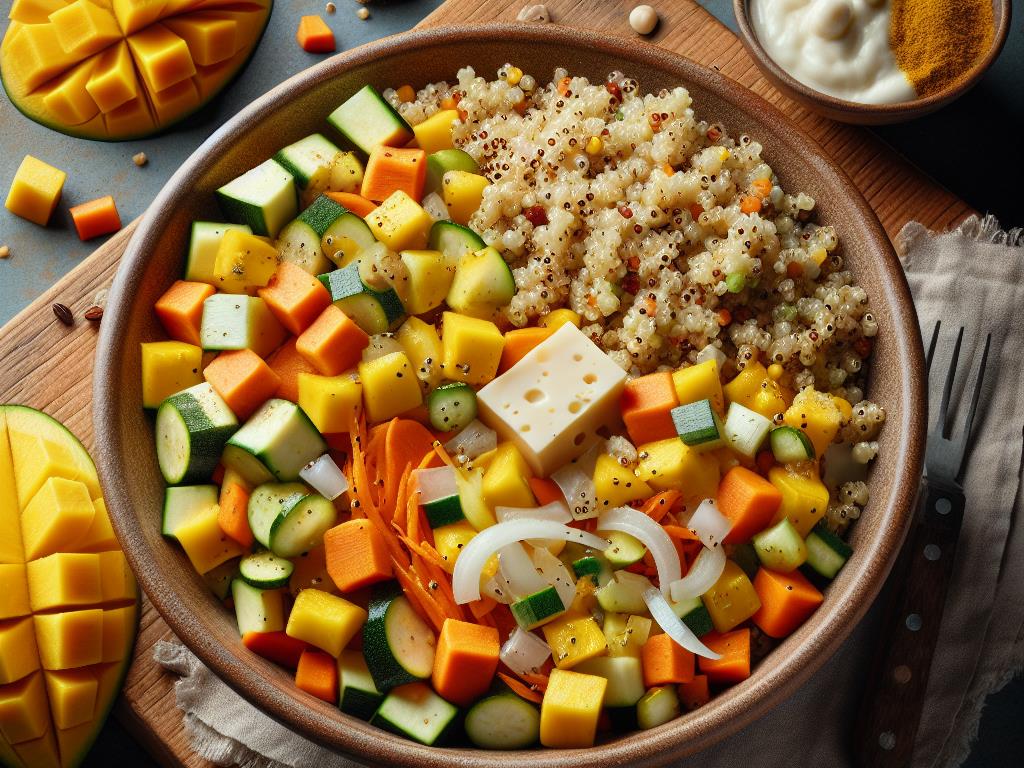 image-193 Quinoa et Boulghour aux Légumes et Curry avec Mangue Fraîche